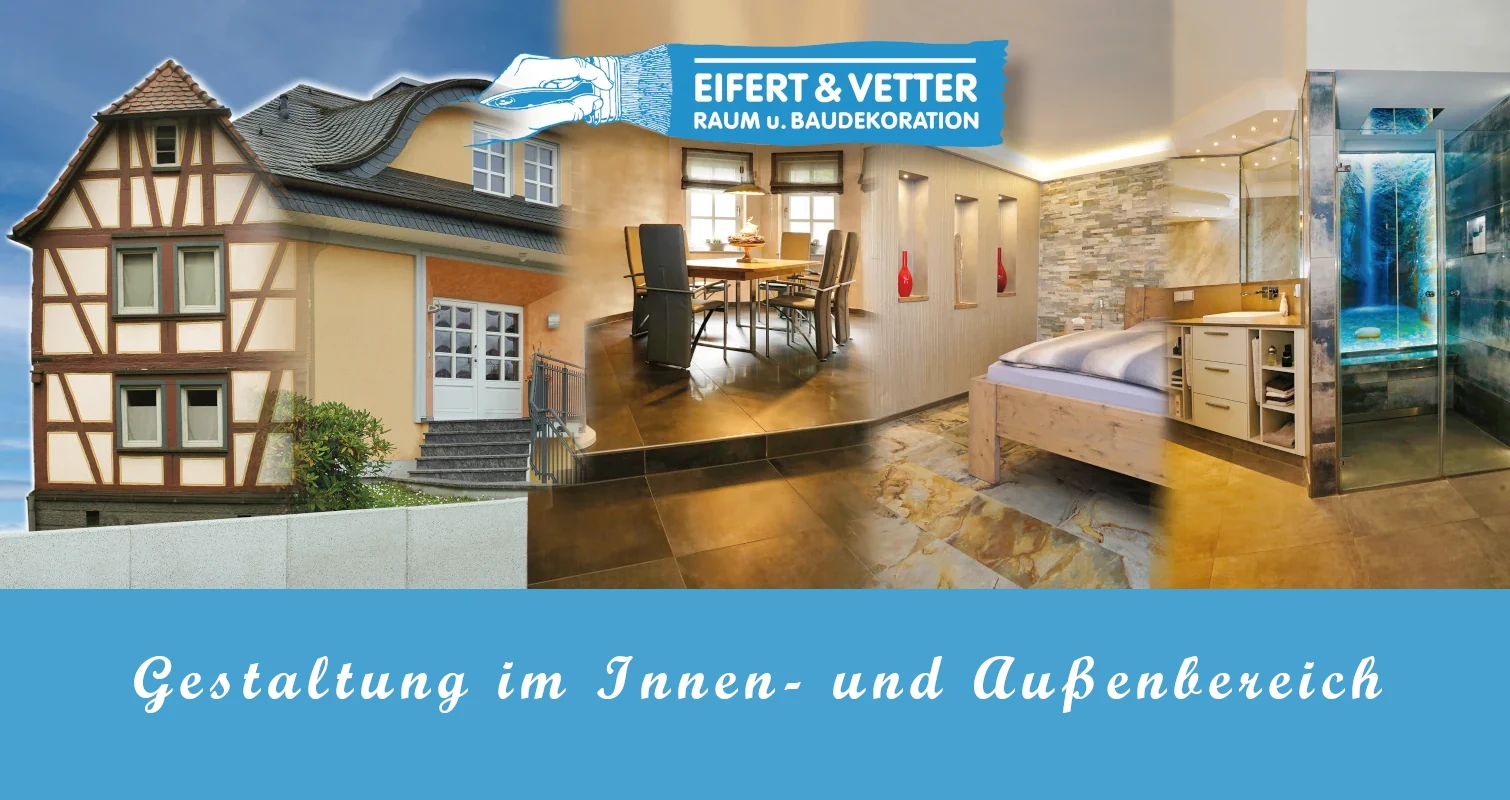 Collage aus verschiedenen Maler-Projekten mit Logo Eifert und Vetter